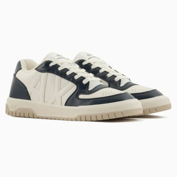 Armani Exchange | NEW Lace Up sneakers Navy Blue/Off White |‎ SZ 10 - Picture 1 of 15
